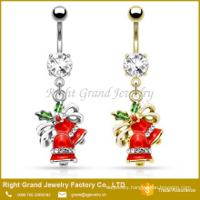 316L Surgical Stainless Steel Christmas Bells Dangle Belly Button Ring